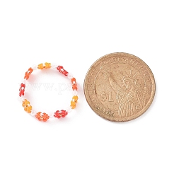 Glasperlen-Stretch-Fingerring mit Blütenwickel für Frauen&nbsp;RJEW-MZ00002