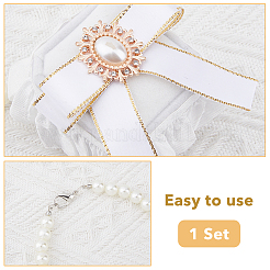 Scatola porta anelli per sposi staccabile con strass in velluto&nbsp;RDIS-WH0019-08B