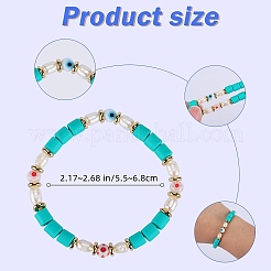 5pcs 5 Stil handgemachte Polymer Clay Stretch & Messing Perlen & Legierung Gliederkette Armbänder Set&nbsp;BJEW-SZ0001-66C