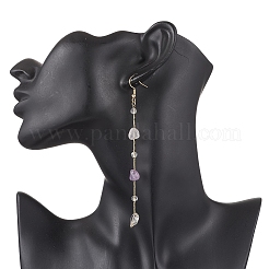 Handgefertigte natürliche Amethyst Perlenketten Ohrring & Halsketten Sets&nbsp;SJEW-JS01342-02