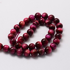 Brins de perles rondes en œil de tigre naturel (teint et chauffé)&nbsp;G-E329-8mm-40D