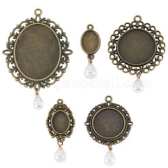 10 stücke 5 stil legierung anhänger cabochon einstellungen&nbsp;HJEW-TAC0119
