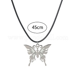Collane con ciondolo a farfalla in acciaio inossidabile luminoso che si illumina al buio&nbsp;PW-WG86035-01