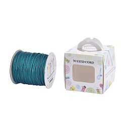 Eco-Friendly Korean Waxed Polyester Cord, Teal, 0.5mm, about 200yards/roll(600 feet/roll)(182.88m/roll)