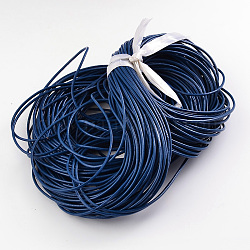Cordon en cuir de vachette, cordon de bijoux en cuir , bricolage bijoux matériau de fabrication, ronde, teinte, bleu, 1.5mm