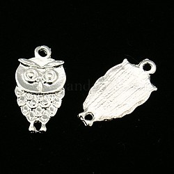 Tibetan Style Zinc Alloy Pendants for Halloween, Cadmium Free & Lead Free, Owl, Silver, 18x10x2mm, Hole: 1.5mm