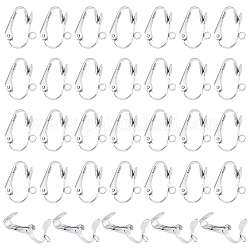 Unicraftale 50Pcs 304 Stainless Steel Clip-on Earrings Findings, with Horizontal Loops, for Non-pierced Ears, Stainless Steel Color, 16x12x7.5mm, Hole: 1.8mm