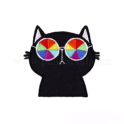 漫画のアップリケ  刺繍アイロン接着布パッチ  ミシンクラフト装飾  猫の形  58x55mm