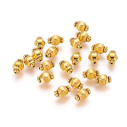 Perline di distanziatore stile tibetano, colore oro antico,  piombo & nichel & cadmio libero, misura:circa7mm di diametro, 10 mm di lunghezza, Foro: 1 mm