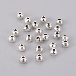 Perles de séparateur de style tibétain , ronde, sans plomb et sans cadmium, argent antique, 5x4mm, Trou: 1.5mm