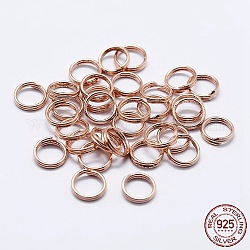 925 annello di salto diviso in argento sterling, anelli di salto doppio anello, anelli rotondi, oro roso, 7x1mm, diametro interno: 5.5mm