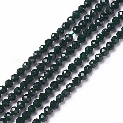 Chapelets de perles en pierre d'or verte synthétique, facette, ronde, 3mm, Trou: 0.5mm, Environ 130~132 pcs/chapelet, 15.16~15.59 pouce (38.5~39.6 cm)