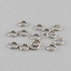 304 acero inoxidable anillos partidos, anillos de salto de doble bucle, color acero inoxidable, 5x1.4mm, aproximamente 3.6 mm de diámetro interior