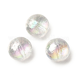 Transparent UV Plating Rainbow Iridescent Acrylic Beads, Flat Round, Clear AB, 15.3x16.5x9.7mm, Hole: 2mm