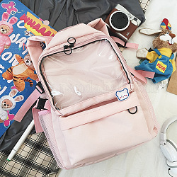 Рюкзаки из полиэстера, с чистым окном, для студентки девушки, розовые, 28x38x13 см
