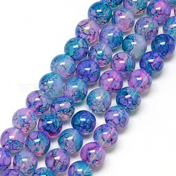 Baking Painted Glass Beads Strands, Imitation Opalite, Round, Lilac, 6mm, Hole: 1.3~1.6mm, about 133pcs/strand, 31.4 inch