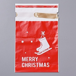 Sacchetti regalo natalizi con coulisse, goody bag con papillon, bomboniere forniture confezioni regalo, rosso, 23(±2 cm) x 15x0.01 cm, circa 45~50pcs/scatola