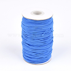 Runde elastische Schnur, mit Faser außen und innen Gummi, Verdeck blau, 2 mm, ca. 76.55 Yard (70m)/Rolle