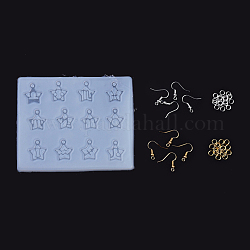 Kits de pendientes de diy, con los ganchos del pendiente de bronce, Anillos de salto de hierro, moldes de silicona colgante estrella, blanco, 19x17x0.5mm, agujero: 2 mm, 40 PC / sistema