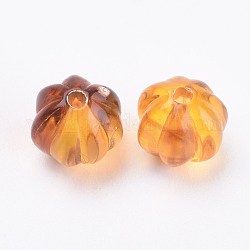 Perle corrugate acriliche, imitazione ambra, tondo, arancione scuro, 7.5mm, Foro: 1.5 mm