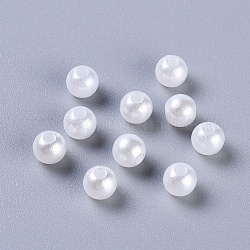 Acryliques perles rondes de perles pour les bijoux bricolage et bracelets, blanc, 6mm, Trou: 2mm