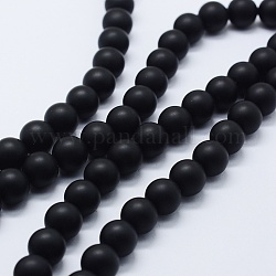 Natürliche schwarze Achat Perlen Stränge, gefärbt und erhitzt, Runde, matt, 10 mm, Bohrung: 1.5 mm, ca. 38 Stk. / Strang, 14.96 Zoll (38 cm)