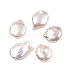 Perle di perle keshi barocche naturali, perle d'acqua dolce perla, Senza Buco, pepite, bianco floreale, 15~18x13~13.5x5~6mm