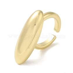 Brass Open Cuff Rings, Rice Ring for Women, Real 18K Gold Plated, US Size 6 1/4(16.7mm), 3mm