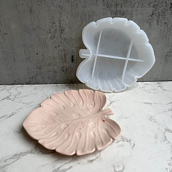 DIY Monstera Blatt Schale Tablett Silikonformen, Aufbewahrungsformen, für UV-Harz, Handwerkliche Herstellung von Epoxidharz, weiß, 160x154x19 mm