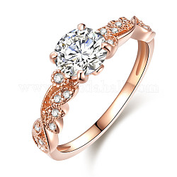Парные кольца из латуни с цирконием для женщин, без свинца и без кадмия, розовое золото , размер 9, 19мм