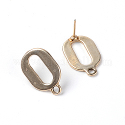 Accessoires de clous d'oreilles en alliage, avec des bagues, ovale, or pâle mat, 19x12.5x1.5mm, Trou: 2mm, pin: 1 mm