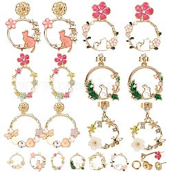 SUNNYCLUE DIY Earrings Making Kits, with Alloy Enamel Pendants and Real 18K Gold Plated Brass Stud Earring Findings, Mixed Color