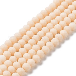 Chapelets de perles en verre, facette, mat, rondelle, peachpuff, 3.5mm, Trou: 1mm, Environ 123~127 pcs/chapelet, 13.7~14.1 pouce (35~36 cm)