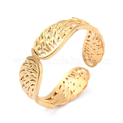 Ion Plating(IP) 304 Stainless Steel Wings Wrap Open Cuff Ring for Women, Golden, Inner Diameter: 17.3mm
