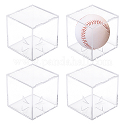 Caja de exhibición cuadrada de béisbol acrílica, caja de almacenamiento de béisbol, Claro, 8.1x8.1x8.1 cm