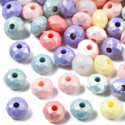 Perles acryliques laquées, de Style caoutchouté, facette, rondelle, couleur mixte, 6x4mm, Trou: 1.6mm, environ 6400 pcs/500 g