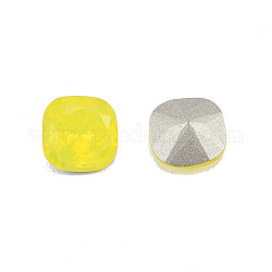 K9ガラスラインストーンカボション  尖ったバック＆バックメッキ  多面カット  正方形  黄水晶  8x8x4.5mm