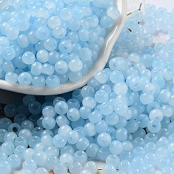 Perles de rocaille en verre, imitation d'oeil de chat, rondelle, bleu ciel, 4x3.3mm, Trou: 1.4mm