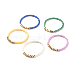 Bracelet extensible fait main en argile polymère heishi surfeur avec acrylique, bracelet preppy pour femme, couleur mixte, diamètre intérieur: 2-1/4 pouce (5.6 cm)