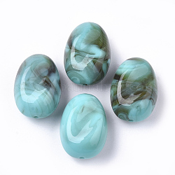 Perles acryliques, pierre d'imitation, ovale, turquoise foncé, 24.5x17x12mm, trou: 1.5 mm, environ 136 pcs / 500 g