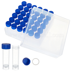 OLYCRAFT 36Pcs 5ml Cryo Tubes Plastic Vials with Screw Caps Small Sample Tubes Test Tubes with Storage Box Plastic Freezing Tubes Clear Vial Blue Seal Cap Container for Lab Supplies