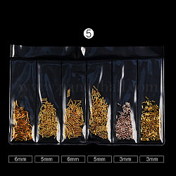 Decorazione in metallo per unghie, striscia, oro, 3~6mm, circa 500pcs/borsa