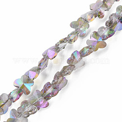 Electroplate Transparent Glass Beads Strands, AB Color Plated, Half Plated, Faceted, Butterfly, Violet, 8x10x6mm, Hole: 1mm, about 100pcs/strand, 28.74 inch(73cm)