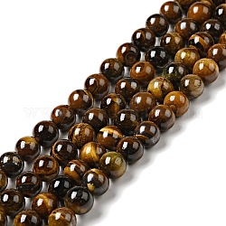 Chapelets de perles d'œil de tigre naturel, ronde, Grade b, 8mm, Trou: 1mm, Environ 47~50 pcs/chapelet, 15 pouce