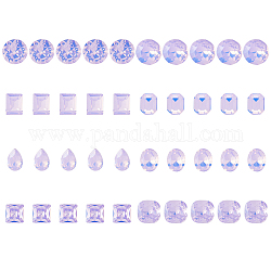 Dicosmetic 40 pieza 8 estilos cabujones de rhinestone facetados violeta k9 cabujón de rhinestone de vidrio cabujones ovalados redondos planos cabujones de vidrio cuadrados cabujones de azulejo de cúpula para foto zapatos uñas