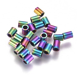 Ionenbeschichtung (ip) 304 Edelstahlrohrperlen, Regenbogen-Farb, 4x3 mm, Bohrung: 2 mm