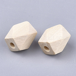Unfinished Wood Beads, Natural Wooden Beads, Faceted, Polygon, PapayaWhip, 13x9.5x10mm, Hole: 3mm