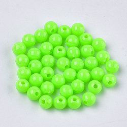 Perles plastiques opaques, ronde, lime, 6x5.5mm, Trou: 1.8mm, environ 4790 pcs/500 g