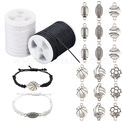 Pandahall elite kit de fabricación de joyas de diy, incluyendo eslabones de aleación, sin plomo y cadmio, Cordón de algodón encerado, plata antigua, eslabones de aleación: 60 unids/caja