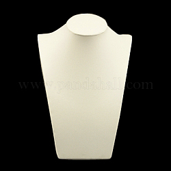 Imitation Leather Necklace Displays, Standing Bust, White, 207x112x350mm